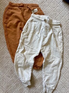 Zara Cream and Rust Kids Jogger Pants